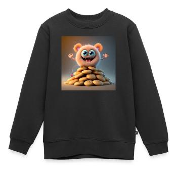 monstre mignon effrayant drôle effrayant assis sur un tas - Sweat Premium enfant bio - noir - Devant - AI Model Kid Female (0cm)