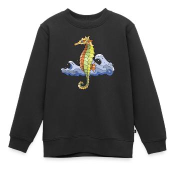 Hippocampe - Sweat Premium enfant bio - noir - Devant - AI Model Kid Female (0cm)