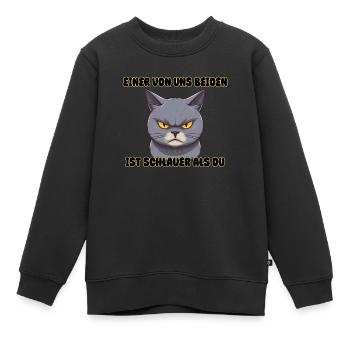 Katze - Einer von und beiden ist schlauer als du - Kinder Premium Organic Sweatshirt - Schwarz - Vorne - AI Model Kid Female (0cm)