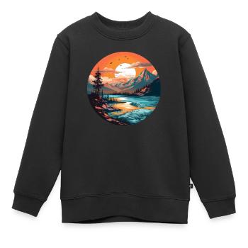 Lac de rêve - Sweat Premium enfant bio - noir - Devant - AI Model Kid Female (0cm)