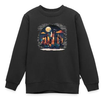 L’explorateur nocturne - Sweat Premium enfant bio - noir - Devant - AI Model Kid Female (0cm)