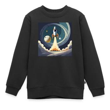 Emmenez-moi sur la lune Démarrage d’une fusée spatiale vintage - Sweat Premium enfant bio - noir - Devant - AI Model Kid Female (0cm)