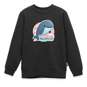 Baleine heureuse - Sweat Premium enfant bio - noir - Devant - AI Model Kid Female (0cm)