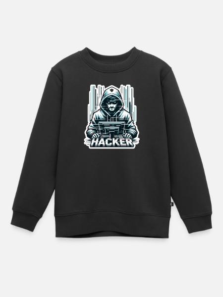 Hacker - Illustration - Kinder Premium Organic Sweatshirt - Schwarz