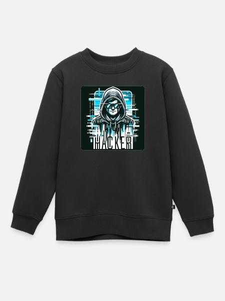 Hacker - Illustration - Kinder Premium Organic Sweatshirt - Schwarz