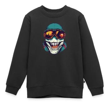 Tyrannosaurus Rex Wintersport - Kinder Premium Organic Sweatshirt - Schwarz - Vorne - AI Model Kid Female (0cm)