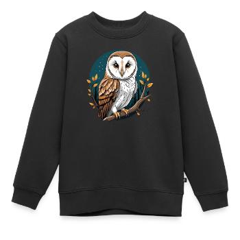 Schleiereule - Kinder Premium Organic Sweatshirt - Schwarz - Vorne - AI Model Kid Female (0cm)