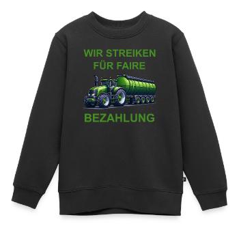 Landwirt Streik Bauer Faire Bezahlung Kundgebung - Kinder Premium Organic Sweatshirt - Schwarz - Vorne - AI Model Kid Female (0cm)