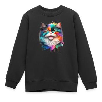 Chat domestique, chat, chat persan, chat, propriétaire de chat - Sweat Premium enfant bio - noir - Devant - AI Model Kid Female (0cm)