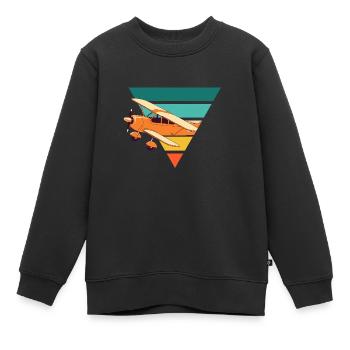 Avion vintage - idée cadeau - Sweat Premium enfant bio - noir - Devant - AI Model Kid Female (0cm)