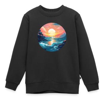 Sonnenuntergang am Meer - Kinder Premium Organic Sweatshirt - Schwarz - Vorne - AI Model Kid Female (0cm)