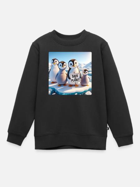 Pinguin Familie - Kinder Premium Organic Sweatshirt - Schwarz