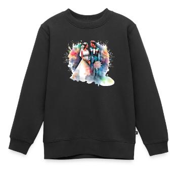 Brautpaar Braut Bräutigam Ehe Hochzeit Ehepaar - Kinder Premium Organic Sweatshirt - Schwarz - Vorne - AI Model Kid Female (0cm)
