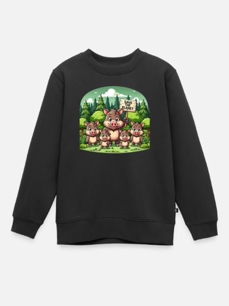 Wildschwein Familie - Kinder Premium Organic Sweatshirt - Schwarz