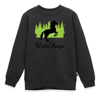 "Wilder Hengst: Kraft und Freiheit vereint" - Kinder Premium Organic Sweatshirt - Schwarz - Vorne - AI Model Kid Female (0cm)