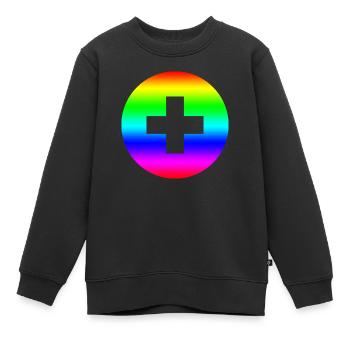 Runder Regenbogen plus Kreuz - Kinder Premium Organic Sweatshirt - Schwarz - Vorne - AI Model Kid Female (0cm)