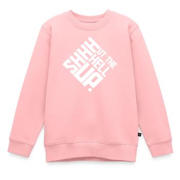 Chut, tais-toi, blague, dit : « Ferme ta gueule » - Sweat Premium enfant bio - rose - Devant - AI Model Kid Female (0cm)