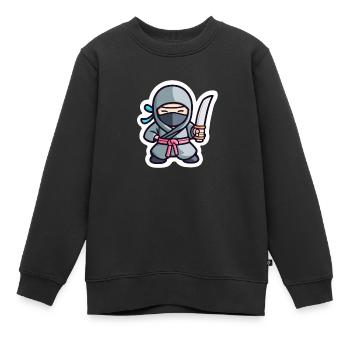Ninja gris mignon avec épée katana - Sweat Premium enfant bio - noir - Devant - AI Model Kid Female (0cm)