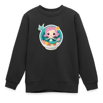 Sirène mignonne dans un bol de nourriture - Sweat Premium enfant bio - noir - Devant - AI Model Kid Female (0cm)