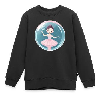Jolie danseuse étoile dans une bulle - Sweat Premium enfant bio - noir - Devant - AI Model Kid Female (0cm)
