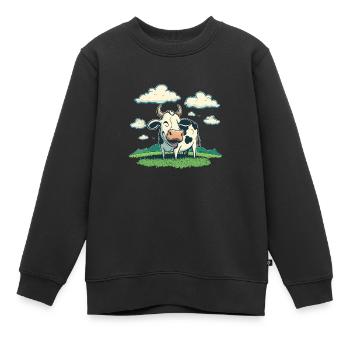 Zufriedene Kuh - Kinder Premium Organic Sweatshirt - Schwarz - Vorne - AI Model Kid Female (0cm)