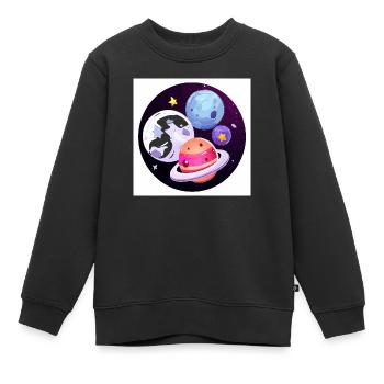 Aventure cosmique - Sweat Premium enfant bio - noir - Devant - AI Model Kid Female (0cm)