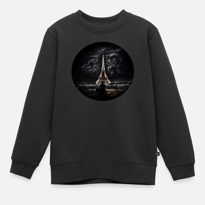 Paris la Tour Eiffel la nuit - Sweat Premium enfant bio - noir