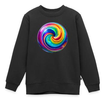 Tourbillon magique Marbre - Sweat Premium enfant bio - noir - Devant - AI Model Kid Female (0cm)