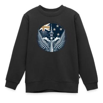 Nouvelle-Zélande Aotearoa Kiwi 22 - Sweat Premium enfant bio - noir - Devant - AI Model Kid Female (0cm)