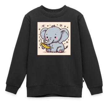Elefantenbaby mit Banane - Kinder Premium Organic Sweatshirt - Schwarz - Vorne - AI Model Kid Female (0cm)