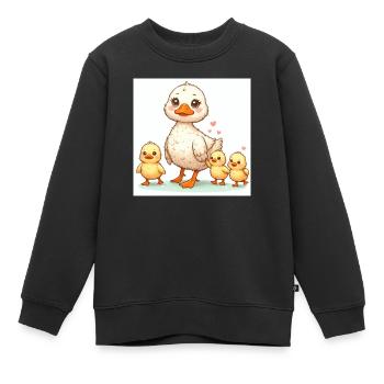 Niedliche Entenfamilie - Kinder Premium Organic Sweatshirt - Schwarz - Vorne - AI Model Kid Female (0cm)