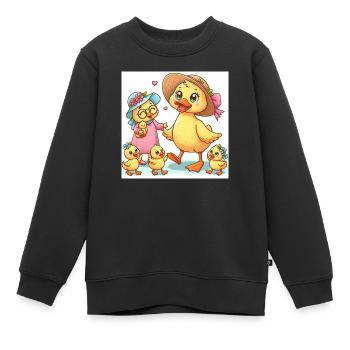 Famille Sweet I Duck - Sweat Premium enfant bio - noir - Devant - AI Model Kid Female (0cm)