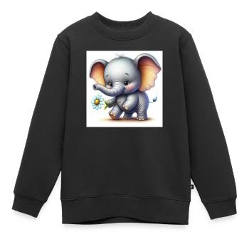 Süßes Elefantenbaby - Kinder Premium Organic Sweatshirt - Schwarz - Vorne - AI Model Kid Female (0cm)