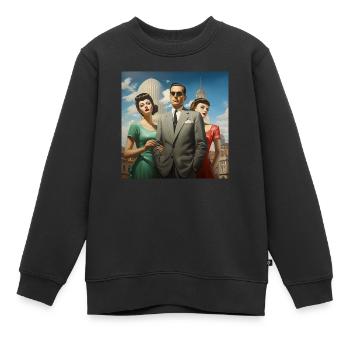 Italienischer Retrowave - Kinder Premium Organic Sweatshirt - Schwarz - Vorne - AI Model Kid Female (0cm)
