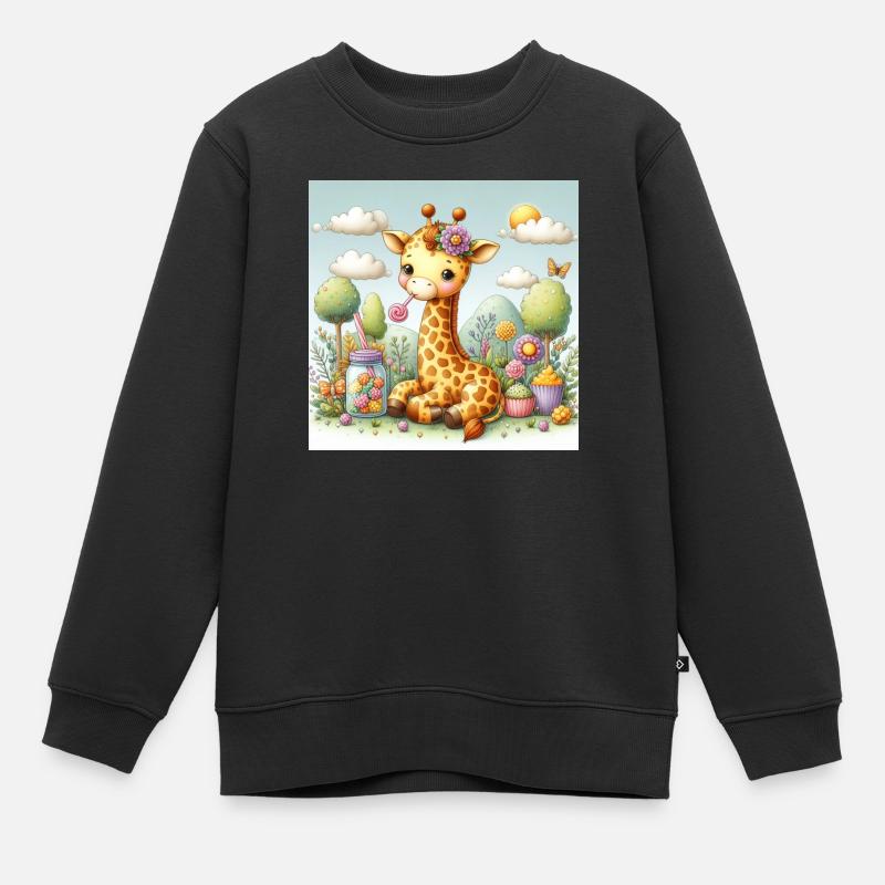 Grignotage de girafe - Sweat Premium enfant bio - noir