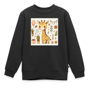 Giraffe Birthday - Kinder Premium Organic Sweatshirt - Schwarz - Vorne - AI Model Kid Female (0cm)