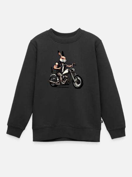 Lapin motard - Sweat Premium enfant bio - noir