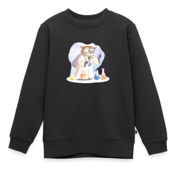 Kluger Eulen-Wissenschaftler: Experimente in Weish - Kinder Premium Organic Sweatshirt - Schwarz - Vorne - AI Model Kid Female (0cm)