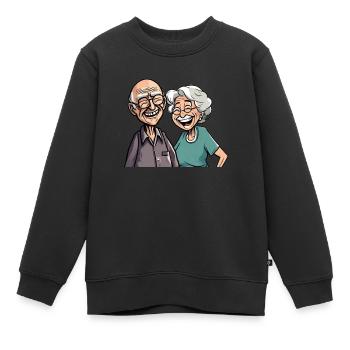Lachende Rentner Senioren - Kinder Premium Organic Sweatshirt - Schwarz - Vorne - AI Model Kid Female (0cm)