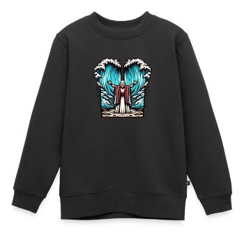 Moses teilt das Meer. - Kinder Premium Organic Sweatshirt - Schwarz - Vorne - AI Model Kid Female (0cm)