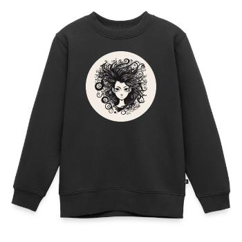 Frau - Kinder Premium Organic Sweatshirt - Schwarz - Vorne - AI Model Kid Female (0cm)