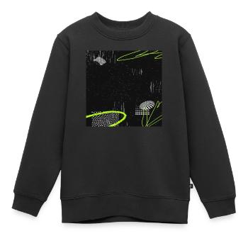 Graphismes acides - Sweat Premium enfant bio - noir - Devant - AI Model Kid Female (0cm)
