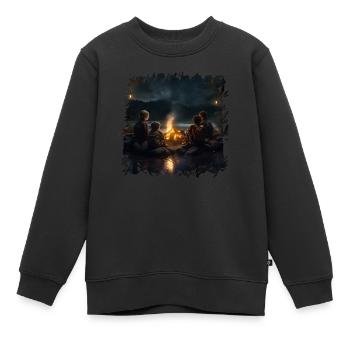 Wenn Kinder um ein Lagerfeuer sitzen - Kinder Premium Organic Sweatshirt - Schwarz - Vorne - AI Model Kid Female (0cm)