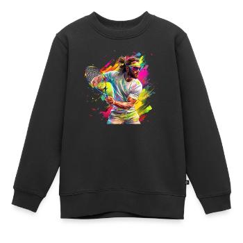 Tennis is a popular sport - Kids Premium Organic Sweatshirt - black - Front - AI Model Kid Female (0cm)