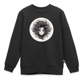 Frau wilde Frisur - Kinder Premium Organic Sweatshirt - Schwarz - Vorne - AI Model Kid Female (0cm)