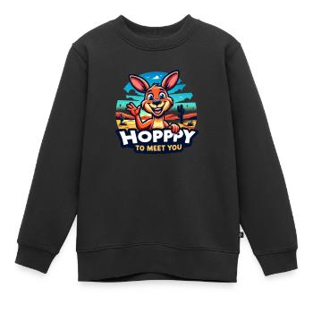 Hopppy à votre rencontre - Sweat Premium enfant bio - noir - Devant - AI Model Kid Female (0cm)