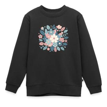 Composition floral couleur pastel - Sweat Premium enfant bio - noir - Devant - AI Model Kid Female (0cm)