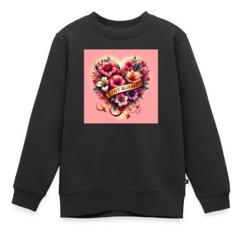 Love Blooms - Kids Premium Organic Sweatshirt - black - Front - AI Model Kid Female (0cm)