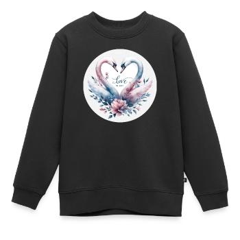 Cygne : L'amour tendre - Sweat Premium enfant bio - noir - Devant - AI Model Kid Female (0cm)