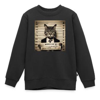 Mugshot Katze - Kinder Premium Organic Sweatshirt - Schwarz - Vorne - AI Model Kid Female (0cm)